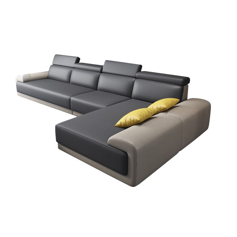 33.46 " H Faux Leather Recessed Arm Sofa & Chaise for Living Room