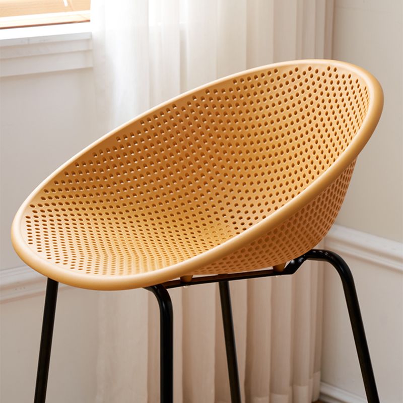 Nordic Backrest Counter Stool with Metal Base Plastic Armless Bar Chair with 4 Legs