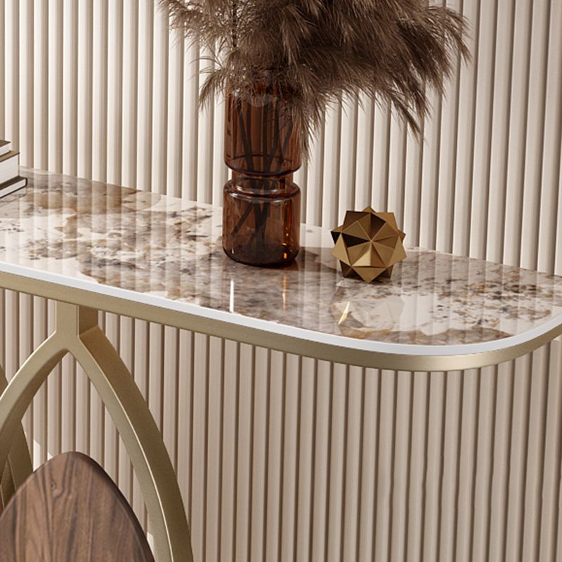 Stain Resistant Glam Marble/metal Rectangle Console Table in Brown/blue