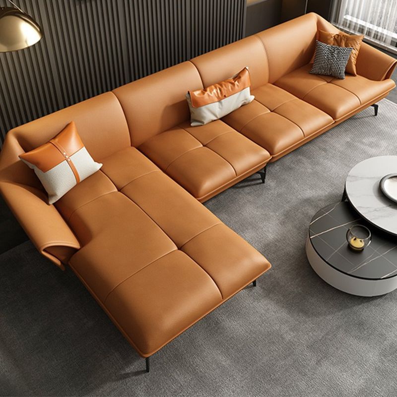 Modern Stationary Faux Leather Living Room Flared Arm Cushions Seating