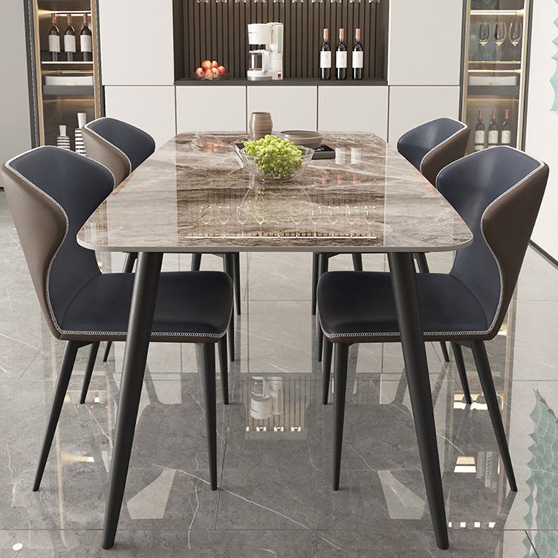 Industrial Grey Table for Restaurant Rectangle Dining Table with Metal 4 Legs