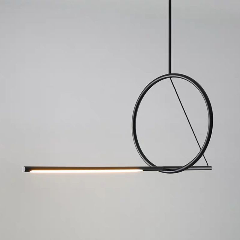 Linear Pendant Chandelier Modern Minimalist Style Metal Hanging Light