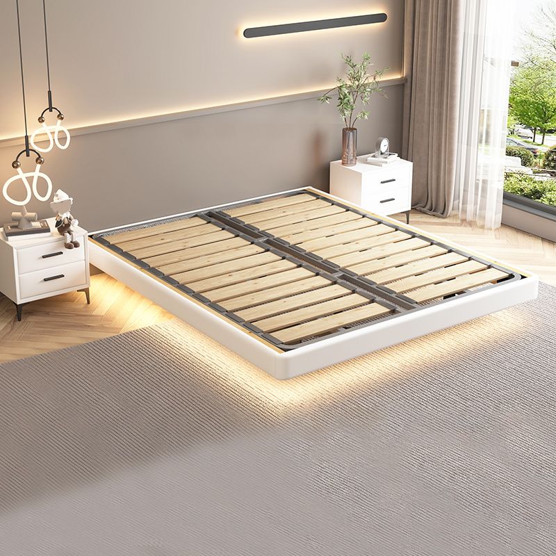 Contemporary Platform Bed Wood and Upholstered Platform Bed Frame with Metal Legs