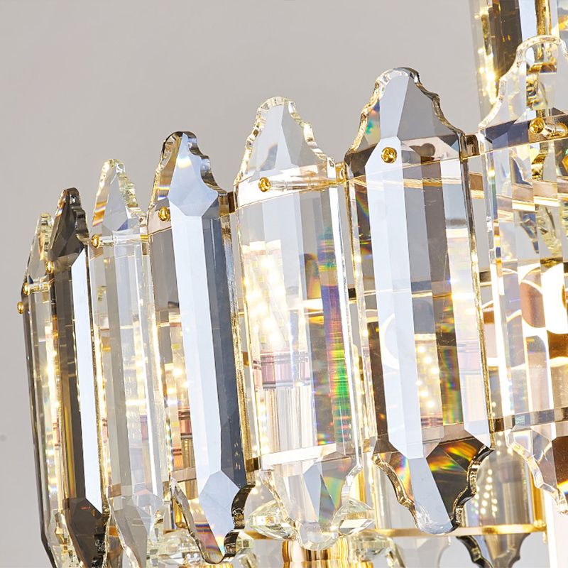 Drum Pendant Chandelier Simplicity K9 Crystal 6-Head Clear Suspension Lamp for Dining Room