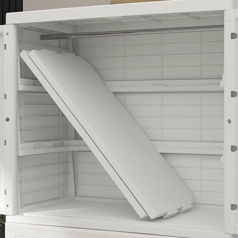 White Plastic Wardrobe Armoire with Legs Contemporary Wardrobe Closet