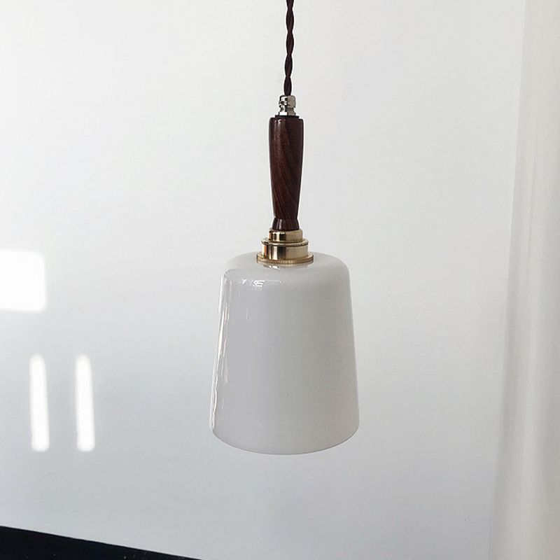 Bell hangende lichtkit vintage melk wit glas 1 bol bruin plafond suspensie lamp