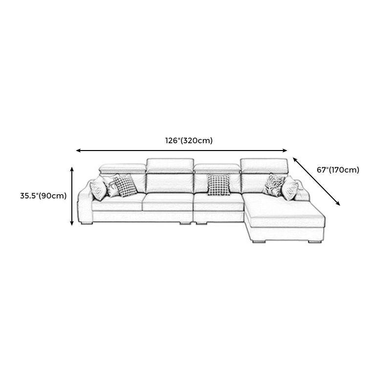 Forta di cuscini rimovibili in pelle e chaise da 35,43 "braccia inclinate alte
