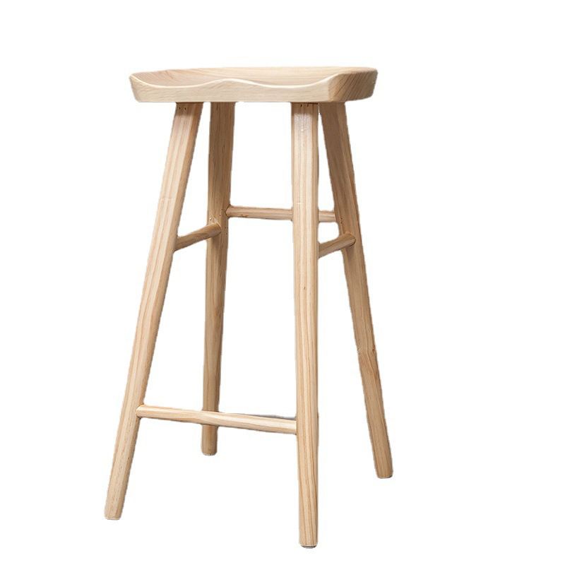 Industrial Solid Wood Counter Stool Saddle Seat Backless Bar Stool