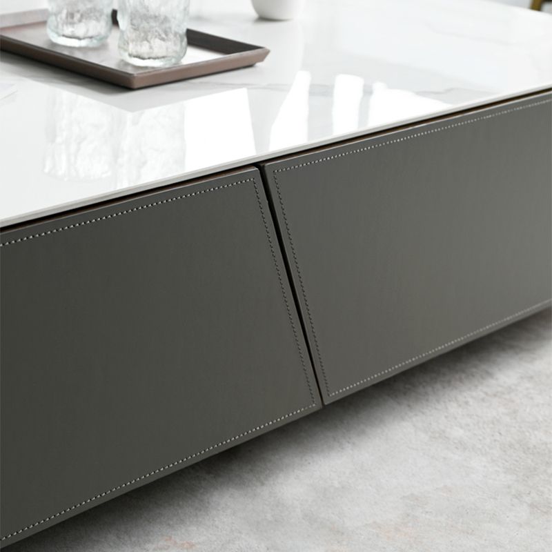 Minimalism Slate Rectangular Coffee Table White Coffee Table Set with Drawer
