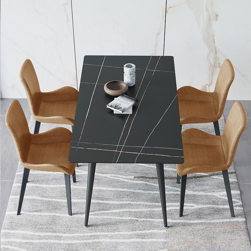 Industrial Stone Top Dining Table Metal Dinette Table for Home