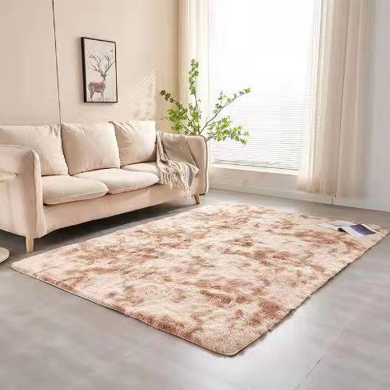 Dark Brown Casual Rug Polyester Gradient Ramp Rug Washable Rug for Living Room