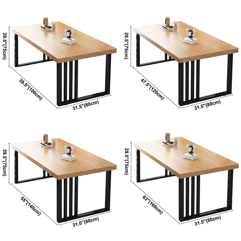 Industrial Rectangle Sled Base Furniture Solid Wood Dining Table for Home