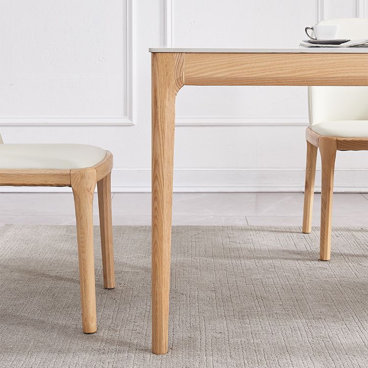 Dining Room Set Minimalist with Solid Wood Table and Upholstered Chairs