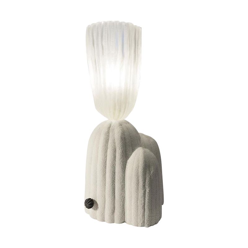 Lampada da comodino Cactus bianco/verde Lampada da lettura a LED in vetro trasparente nordico con base in resina