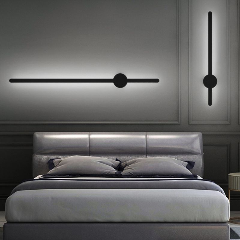 Simplicity Bar Shaped Vanity Lamp Metal Bathroom LED Wall Sconce Light in Black