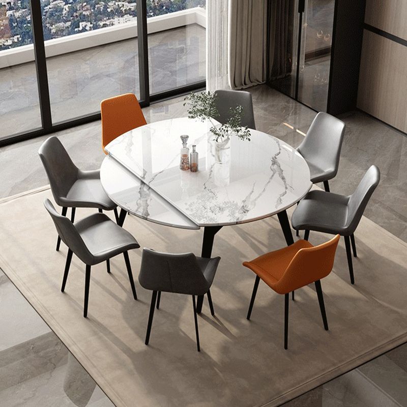 White Stone Dining Site Table Modern Round 4 Legs Dining Table