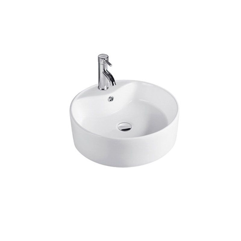 Contemporary Bathroom Sink Porcelain Trough Sink with Round Shape(Not Included Faucets)