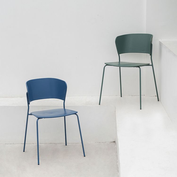 Sillas de comedor contemporáneas, sillas laterales sin brazos con patas de metal para cocina
