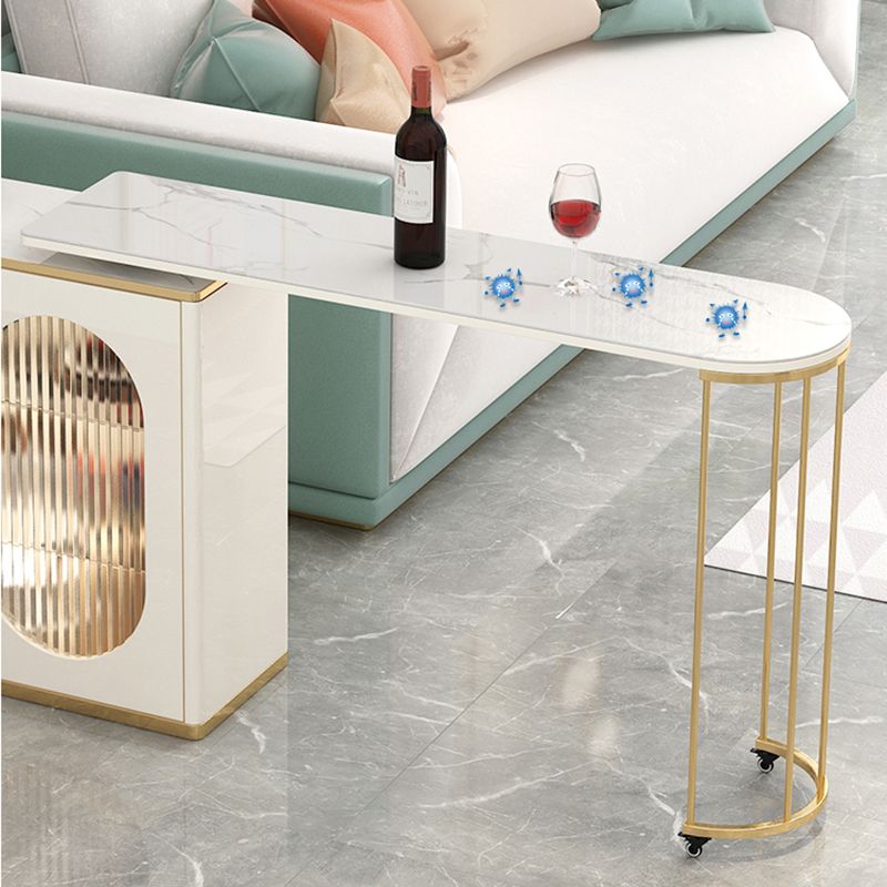 1/2 Pieces Counter Height Pub Set in Gold and White, Oval for Living Room