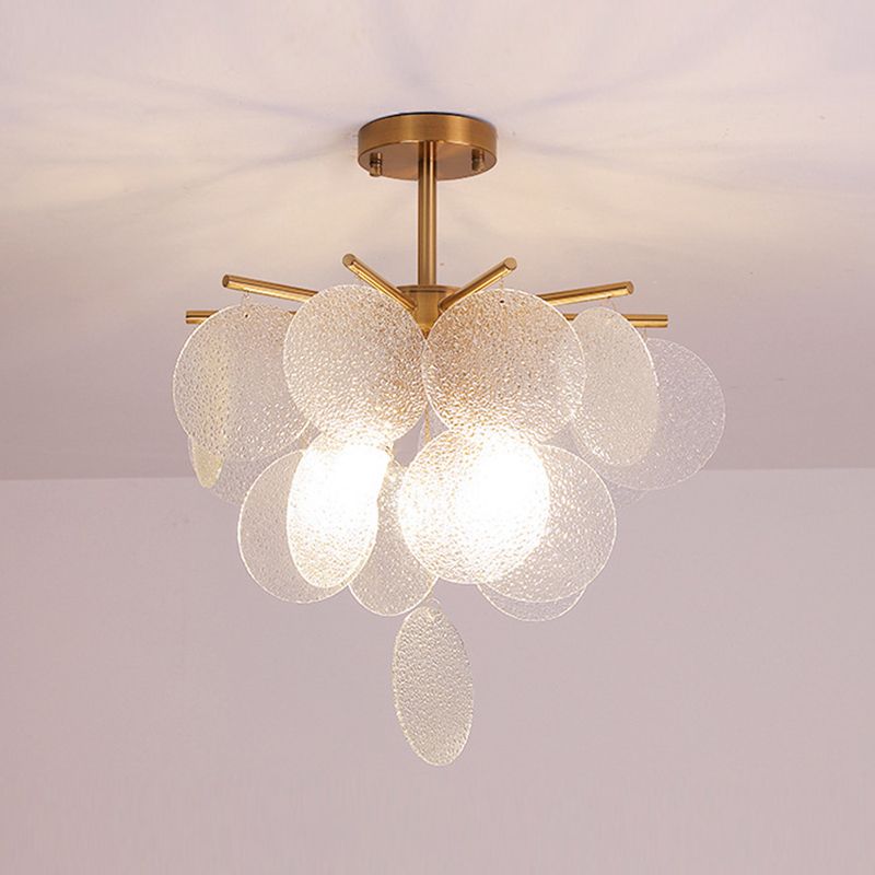 Round Shade Hanging Light Modern Style Glass Chandelier Light for Living Room