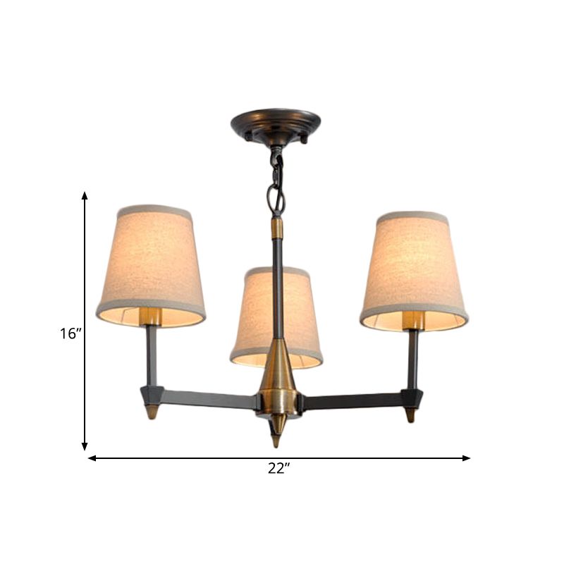Kegelstof hanger kroonluchter land 3/6/8 hoofden hangend plafondlicht in zwart voor woonkamer