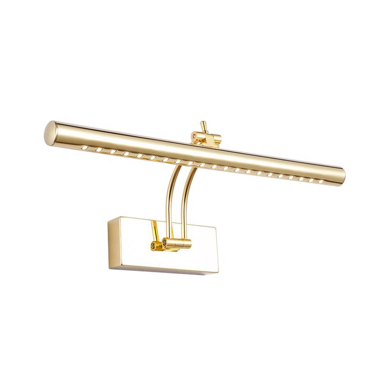 Lampada montata a parete da bagno a LED con sfumatura in metallo tubolare cromo/oro, illuminazione da vanità, largo 16 "/21,5"