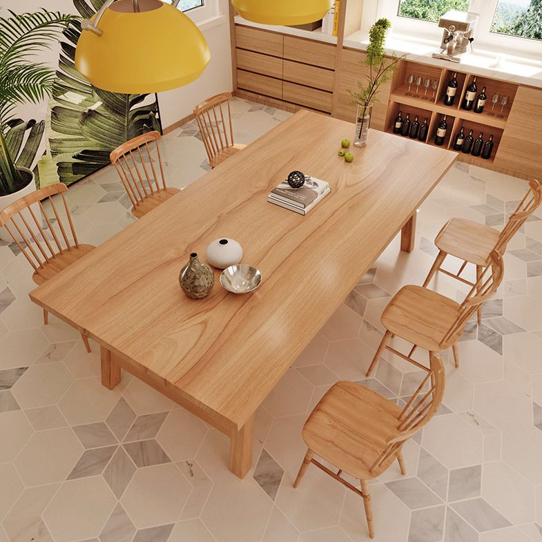 Modern Solid Wood Standard Dining Set Rectangle Shape Natural Dining Set for Kitchen