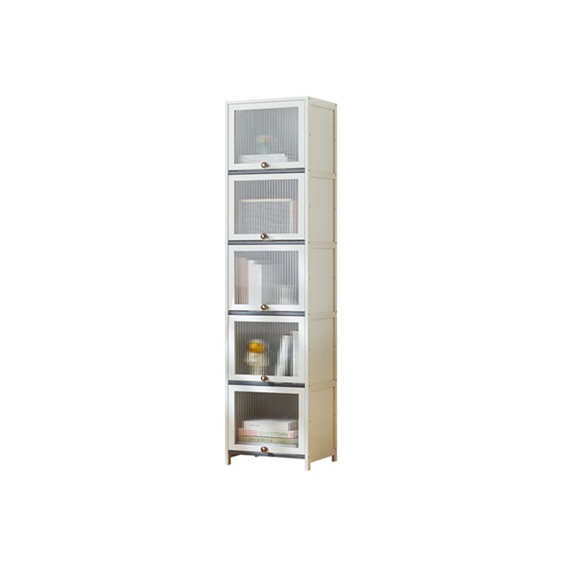 Contemporary Bamboo Accent Cabinet in White 12.6" D Chest with Glass Paned