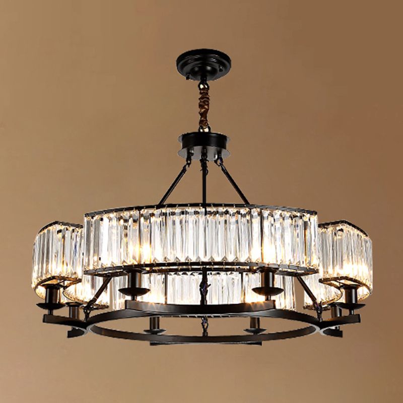 Circular Living Room Chandelier Pendant Light Tri-Prism Crystal Simplicity Pendant Light Fixture