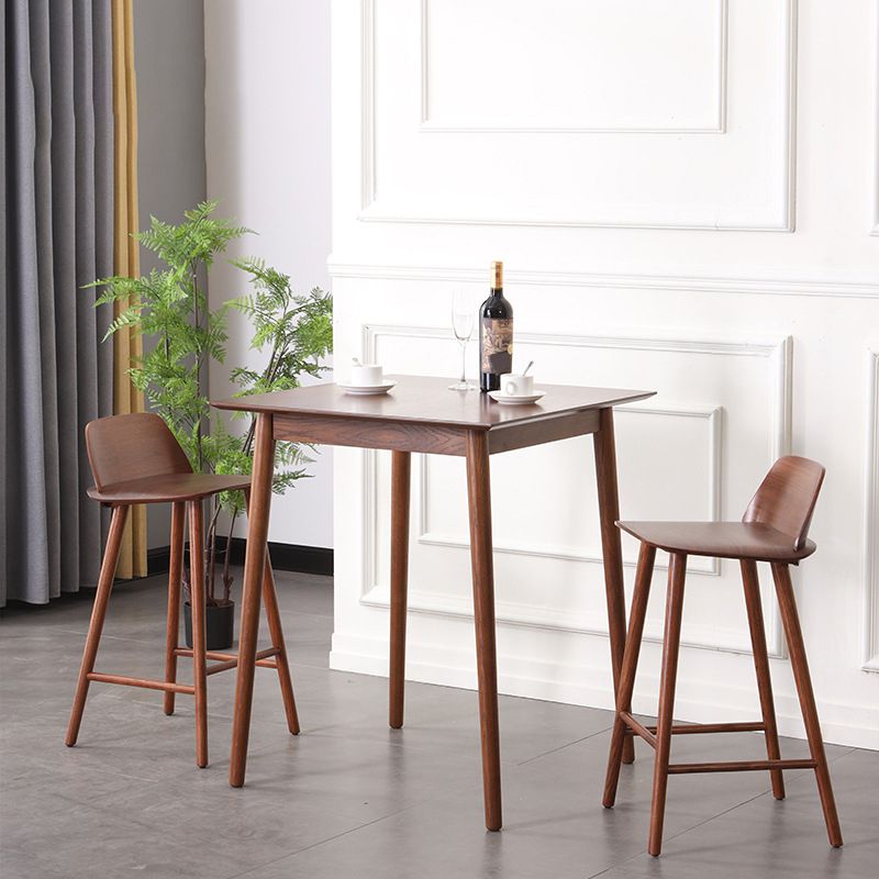 Modern Low Back Barstool Wooden Counter Bar Stool with Wood Legs