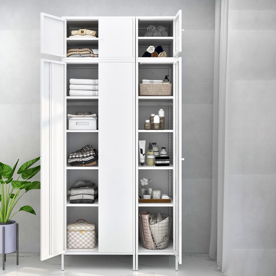 Steel Contemporary Wardrobe Armoire With Legs Hinged Storage Cabinet