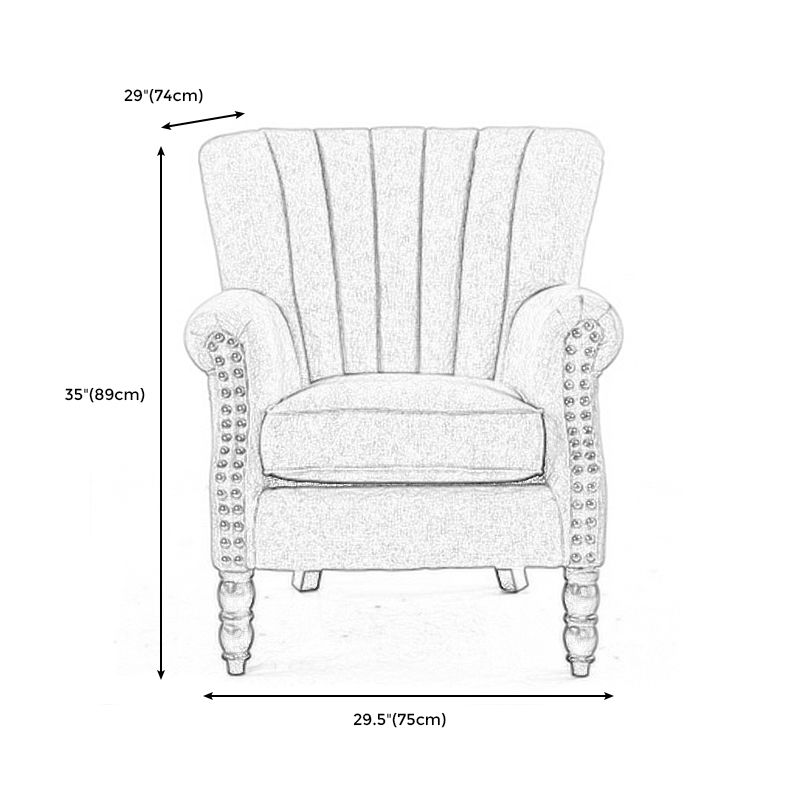 Modern 29.5"W Rolled Arms Nailhead Trim Single Sofa Chair with Sewn Pillow Back
