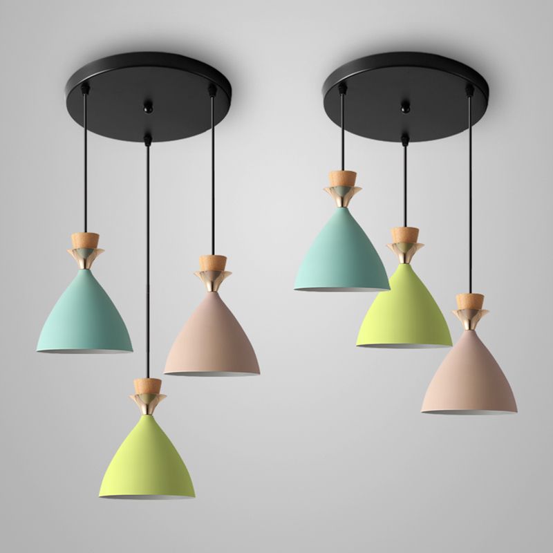 Modern Style Pendant Light Flared Shaped Metal 3 Lights Suspension Pendant