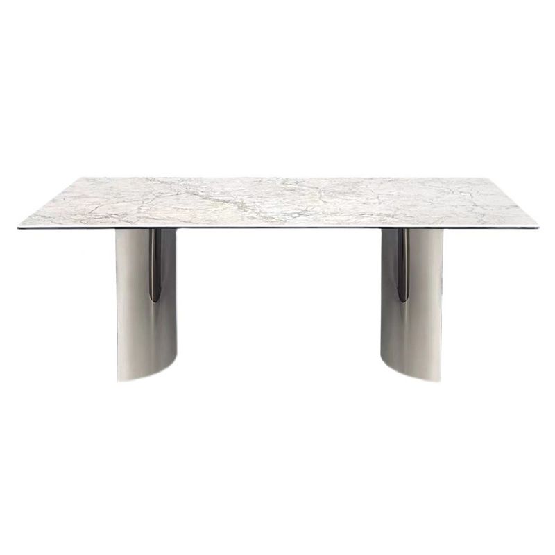 Industrial Rectangle Dining Table Sintered Stone Table with Metal Legs for Home