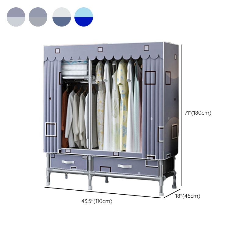 Fabric and Metal Wardrobe Cabinet Industrial Style Home Bedroom Wardrobe Closet