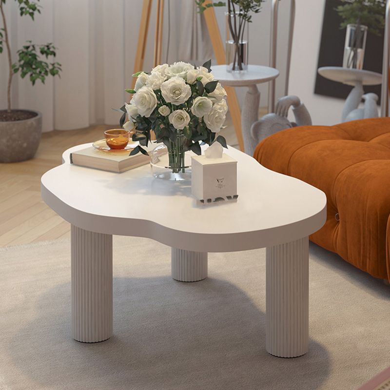 Contemporary White Coffee Cocktail Table Rectangle Wood Coffee Table Set