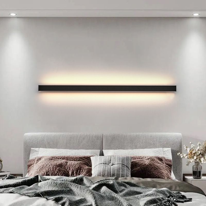 Linear Wall Light Fixture Modern Metal 1 Light Wall Light in Black