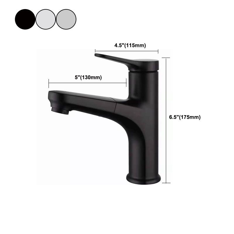 Modern Style Vessel Sink Faucet Lever Handle Copper Retractable Low Arc Vessel Faucet