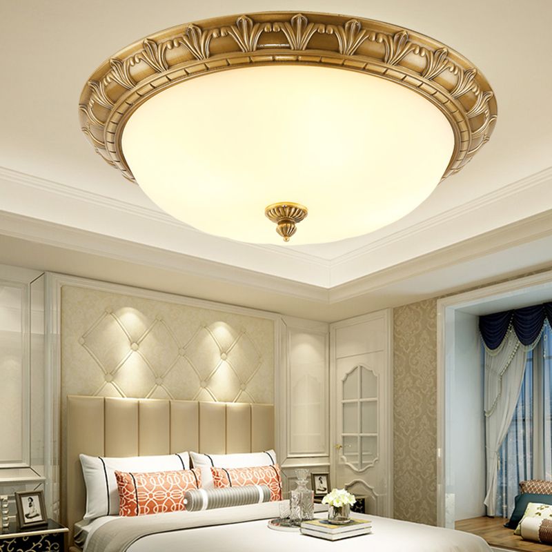 Bowl Shaped Ceiling Mount Light American Country Style Flush Mount Ceiling Light for Living Room