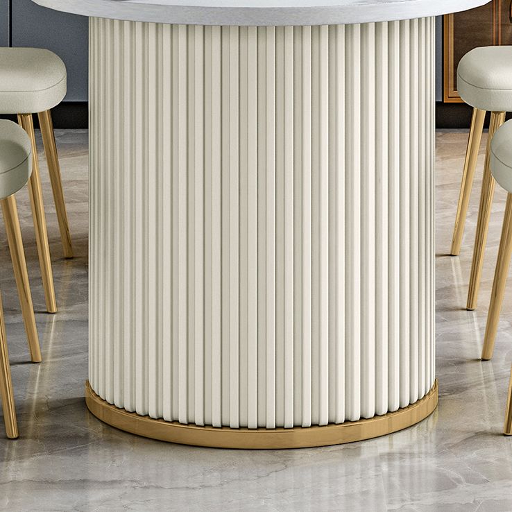 Stone White Top Dining Table Modern Dining Table with Double Pedestal Base
