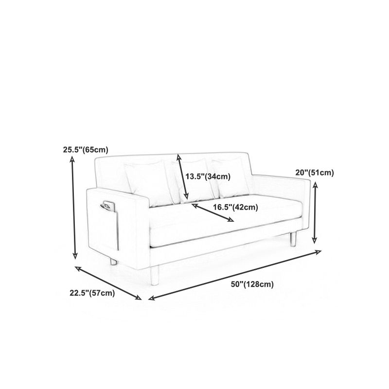 Scandinavian Tight Back Sofa with Storage and Square Arm 65H