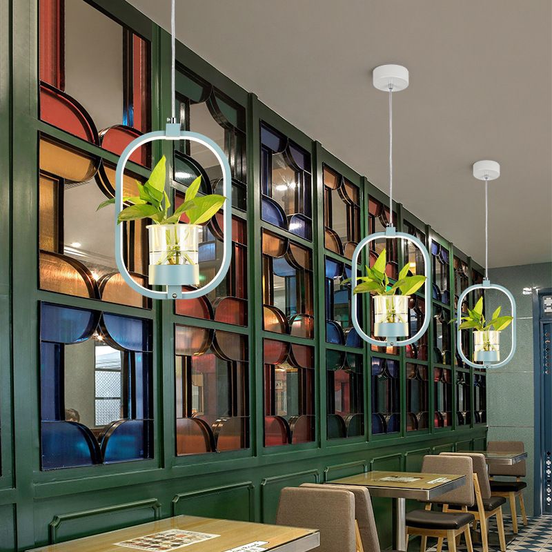 Modern Metal Hanging Lamp 1 Light Pendant Light for Dining Table  (without plants)