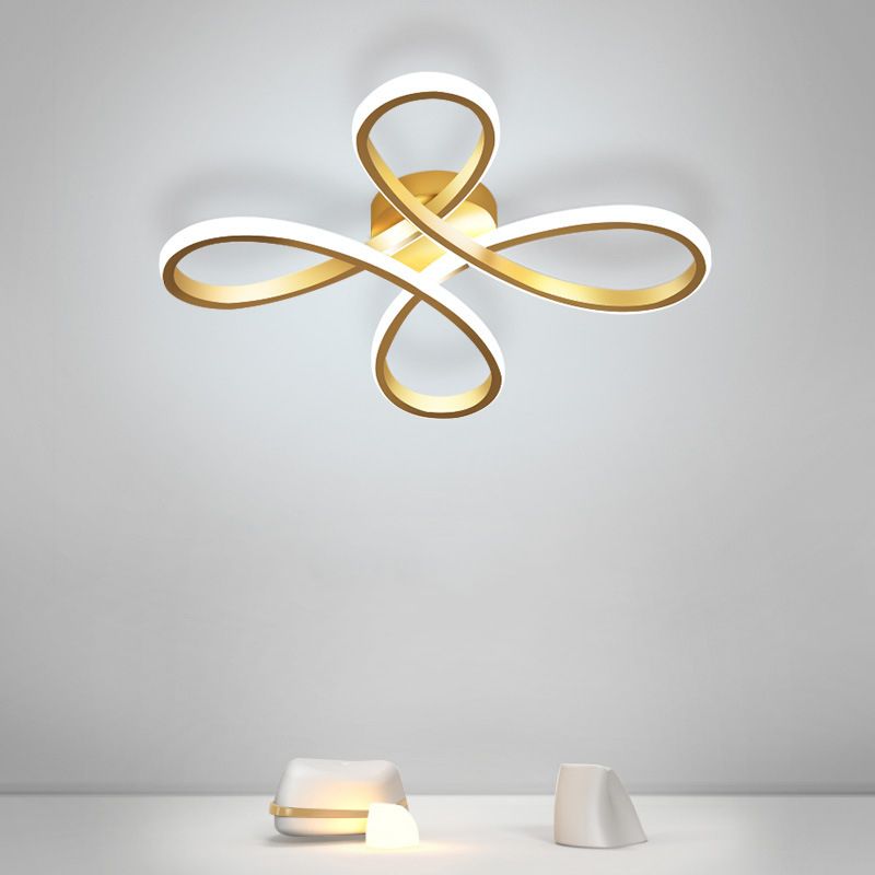 Metal Floral Ceiling Mounted Fixture Simple Style Ceiling Flush in Gold