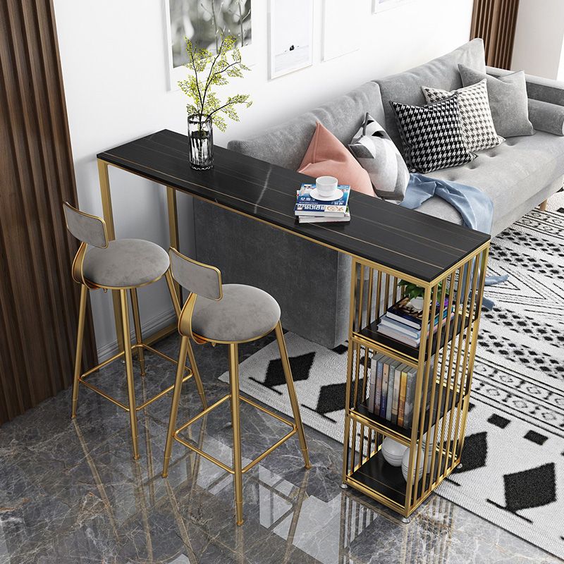 Glam Marble Counter Table with Rectangle Table Top Double Pedestal Table - 42" H