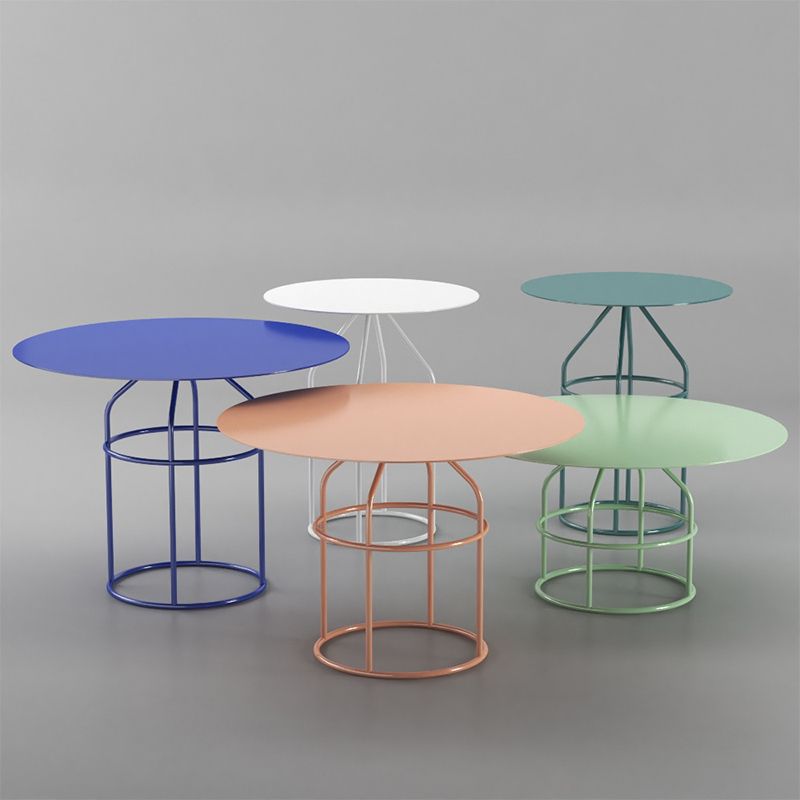 Pink / Black /gold /white Metal Frame Round Top Coffee Table