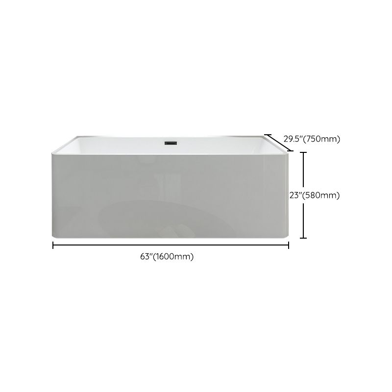 Rectangular Freestanding Back to Wall Bathtub Modern Acrylic-Fiberglass Bath Tub