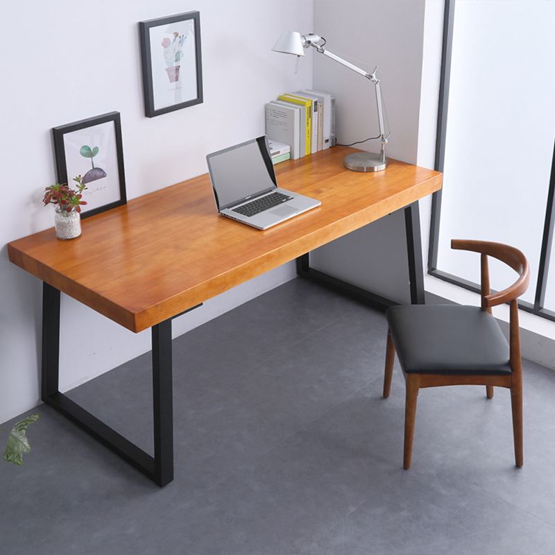 Solid Wood Rectangular Work Table Fixed Home Office Modern Writing Desk