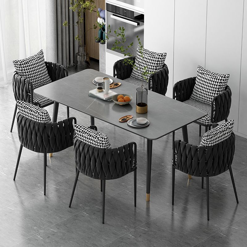 Contemporary Style Dining Site Table Stone Rectangle Furniture with 4 Legs