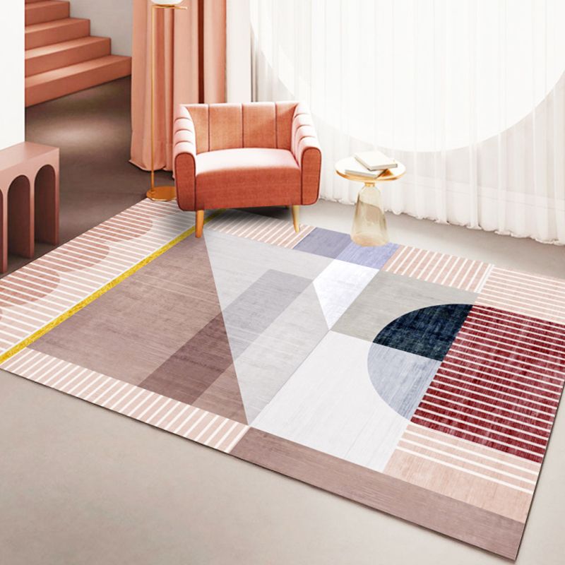 Farbblock Geometrischer Teppichbereich Teppich Polyster Haustierfreundlich Easy Care Area Teppich