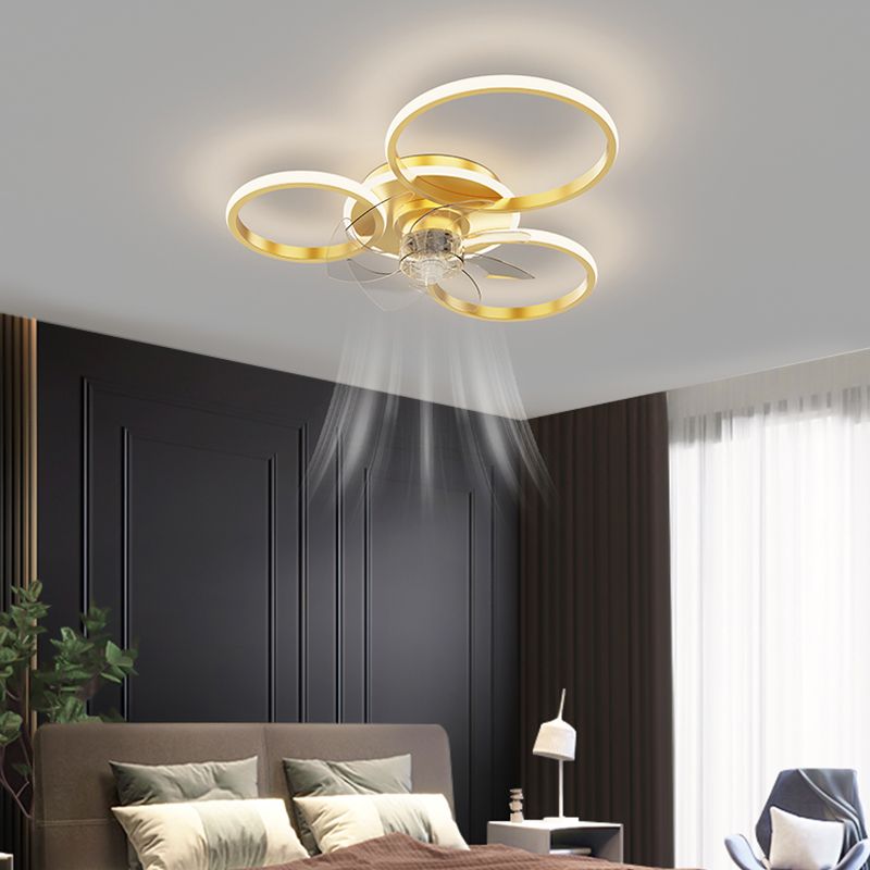 Modern Style Ceiling Fan Lamp LED Ceiling Mount Light with Acrylic Shade for Dining Room